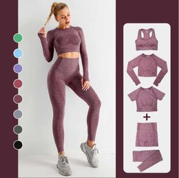 Yoga Outfits 2 Piece Set Women Workout Clothing Gym Fitness Sportswear Crop Top Sports Bra Seamless Leggings Active Wear Suit 221121