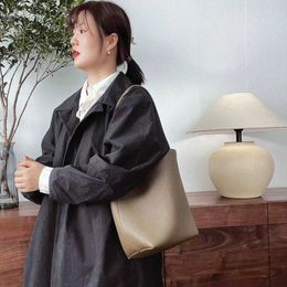 The Row Bag Top-quality Bag There Bucket Bag Lychee Pattern Large Capacity Simple Versatile Shoulder Portable Classic Tote Bag Women