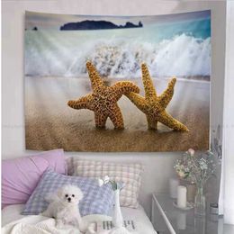 Tapestries Beach Starfish Chart Tapestry Wall Hanging Decoration Household Wall Art Decor