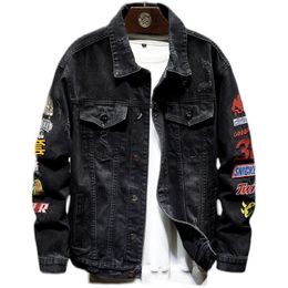Mens Jackets Highend Denim Jacket Mens Fashion Brand Spring Loose Hip Hop Embroidery Handsome Top Jacket Baseball Uniform Coat Man 230705