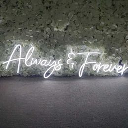 LED Ineonlife Always Forever Custom Neon Sign Light Wedding Proposal Personalised Led Party Bedroom Home Club Wall Decor Gift HKD230706