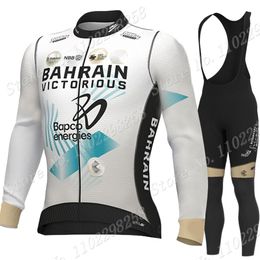 Cycling Jersey Sets Bahrain Victorious Team TDF Set Long Sleeve Clothing Road Race Bike Jacket Suit Pants MTB Maillot 230706