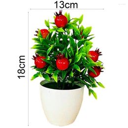 Decorative Flowers Attractive Fake Potted Plants Scentless Mini Orange Pomegranate Tree Plastic Simulated Bonsai Table Top Ornaments