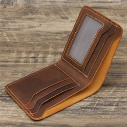 Handmade Genuine Leather Wallet Men Retro Short Man's wallet Durable Real Leather Wallet Handmade Breif Cartera Hombre