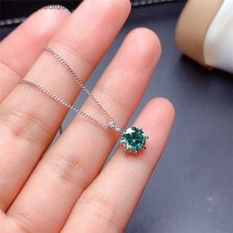 Collane con ciondolo Nuovo negozio vende pendenti in mullite verde blu 1CT 6.5MM laboratorio VVS con collana di fidanzamento certificato autentico argento sterling 925 Z230707