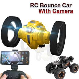 ElectricRC Car RC Car with camera HD 2.0mp WIFI Bounce Car PEG SJ88 4CH 2.4GHz Jumping Sumo with Flexible Wheels Remote Control FSWB 230705