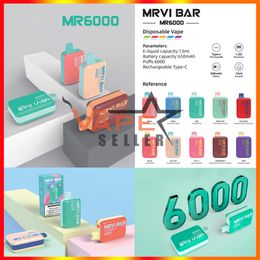 Original Lost Mary MRVI 6000 Puffs Bar Disposable Device E Cigarette With Rechargeable 650mAh Battery 13ml Carts Elfworld Caky Vape Pen