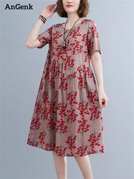 Party Dresses 2023 Spring Summer Red Print For Women Casual Midi Office Lady Work Dress Robe Femme Elegant Vestidos Fashion Clothing