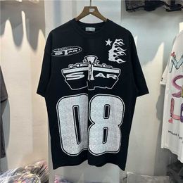 Designer Fashion Clothing Tees Tshirts Studios Jersey Number 08 Letter Printed Short Sleeved Men's Hip-hop Loose T-shirt Rock Hip Hop