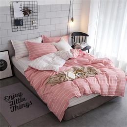 Bedding Sets Pink Striped Printed Set Fashion Simple Girl Collection Home Textile Bed Duvet Cover