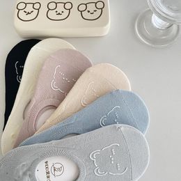 Women Socks Kawai Summer Cute Japanese Fashion Cartoon Bear Funny Soft Cotton Short Non-slip Invisible