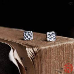 Stud Earrings YIZIZAI Creative Retro Square R Surface For Women 925 Sterling Silver Punk Gothic Style Ear Jewelry