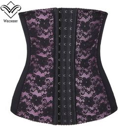 Plus Size Waist Trainer Corset Steel Boned Waist Cincher Body Shaper Lace Waist Training Corsets Tight Lacing Slimming Shaperwear210u