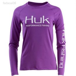 Fishing Accessories HUK Fishing Shirts Performance Fishing Hoodie Women Summer Outdoor Sports Long Sleeve Fishing Clothing Uv Protection Jersey Gear HKD230706