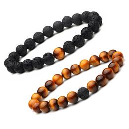 Beaded 8Mm Essential Oil Diffuser Beads Bracelet Men S Handmade Lava Rock Tiger Eye Natural Stone Bangle For Women Fashion Crafts Je Dhgnf