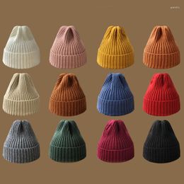 Berets Winter Hats For Women Men Knitted Solid Colour Cap Girls Crochet Skullies Beanie Unisex Warm Bonnet Casual Hat