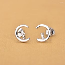 Stud Earrings Elegant Moon Silver For Women Fashion 925 Sterling Jewellery Gifts