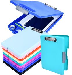 Filing Supplies 1PC Plastic Storage Clipboard File Box Case Document Folders Writing Pad Stationery School Office 230706