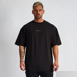 MenS T-Shirts 5 Colours Mens T Shirts Muscle Fitness Sports T-Shirt Male Hip Hop Oversized Cotton Outdoor Summer Fashion Short Sleev Dhy0U