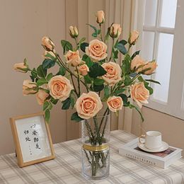 Decorative Flowers 1 Branch Simulation Rose Useful Eco-friendly Realistic Looking Living Room Decor Artificial Flower
