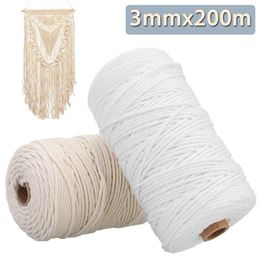 New Cotton Cord Rope For Diy Home Textile Craft Bohemian Macrame BOHO String Handmade Decorative Accessories 3mm x 200m267S