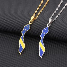 Pendant Necklaces SONYA Enamel Drop Oil Curacao Map Flag Necklace For Women Girls Stainless Steel Jewelry Ethnic Birthday Party Gifts