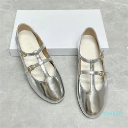 Designer Double Strap Calfskin Ballerinas Shoes Designer Women Bow Elastic Sandals Luxury Summer Dance Shoes