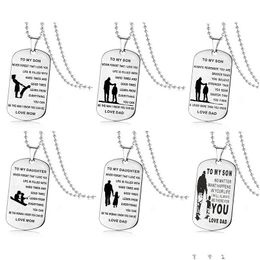 Pendant Necklaces To My Son Daughter Inspirational For Boys Girls Stainless Steel Dog Tag Beads Chains Dad Mom Jewellery Gift Drop Del Dhrwj