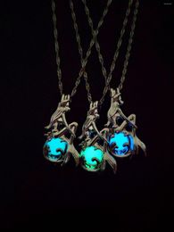 Pendant Necklaces Women Glow In Dark Luminous Necklace Hollow Mermaid Jewellery Ornaments Unique Choker For Couple Gifts Drop