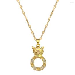 Pendant Necklaces Stainless Steel Circle Necklace Y2K Style Collar Chain Fashion Jewelry Crystal Cheetah Choker Charm Wedding Gift