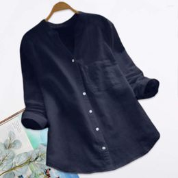 Women's Blouses Women Shirt Non-Fading Button Closure Lightweight Single-breasted Clothing Blouse All Match