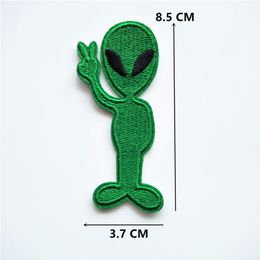 Cartoon Cotton Aliens Clothes Embroidered Iron on Patches for Clothing DIY Stripes Motif Appliques parches279T