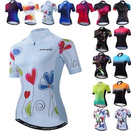 Cycling Shirts Tops Cycling Jersey Women Bike Mountain Road MTB Top Female Bicycle Shirt Short Sleeve Racing Riding Clothing Summer Lady heart 230705