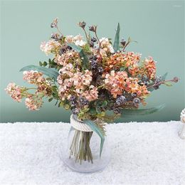 Decorative Flowers 9Pcs/Bouquet Simulation Flower Attractive Artificial Convenient Fabric Realistic Anti Fade Eucalyptus Daily Use