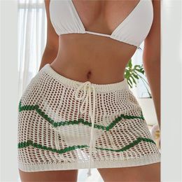 Women's Swimwear Women Knitted Cover Up Skirt Knit Mini Beaches Hollow Out