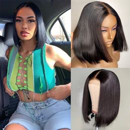 Short Bob Wigs Human Hair Bone Straight HD Lace Closure Wig Natural Hair Short Blunt Cut Bob Wigs for Women