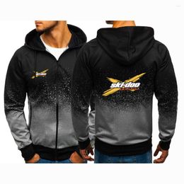 Men's Hoodies 2023 Spring Autumn Ski Doo Can-am Logo Print Gradient Color Hooded Jacket Sweatshirt Personality Hip Hop Trendy Comfortable