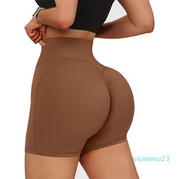 Yoga Outfits Sports Shorts Women High Waist Workout Seamless Fitness Yoga Shorts Scrunch Butt Gym Leggings Cross Waist Pocket Yoga Pants112