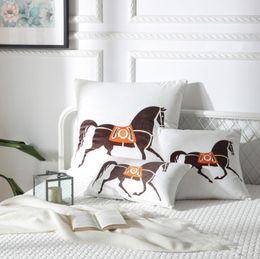 Brand White Series Cushion Covers Horses Flowers Print Pillow Case Cover for Home Chair Sofa Decoration Square Pillowcases 2023