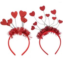 Bandanas 2 Pcs Heart-Shaped Headband Turban Heart Hair Band Sequins Valentine Po Prop Iron Wire Antenna Bopper