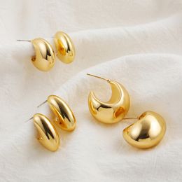 Ear Cuff Creative Beans Studs Metal Open Thick Hoops Chunky Earrings for Women Gold Plated Smooth Waterdrop Earrings Trendy Jewelry 230706