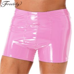 Men's Shorts Swimwear Boxing Wetlook Patent Leather Raised Pockets Underwear Luggage Nightclub Clothing Club 230705