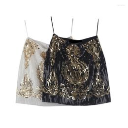 Skirts Light Luxury One Step Female Skirt Fashion Bling Women Gold Sequin Mini OL Bodycon Pencil Short Wrap Streetwear Party