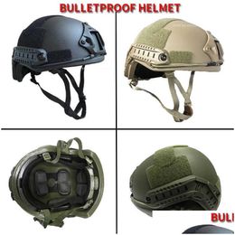 Cycling Helmets Fast Pe Nij Iiia High Cut Ballistic Helmet Xp Dial Lined Green Black L221014 Drop Delivery Sports Outdoors Protective Dho3W