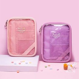 Pencil Cases MINKYS Arrival Kawaii Big Capacity Stationery Storage Bag Glittery Case Punch Makeup Gift 230705