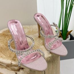 Dress Shoes Women Pumps Big Size Ladies Slides Round Toe Thin High Heels Casual Outside Sexy Peep Female 10.8 CM Silver Sandals