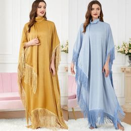 Ethnic Clothing Muslim Robes Womens Dress Long-sleeved Stitching Tassels Abaya Middle East Dubai Robe Elegante Femme Vistidos Musulmana