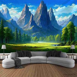 Tapestries Landscape oil painting printed tapestry home wall decoration Dream Forest hanging on the for indoor art R230706