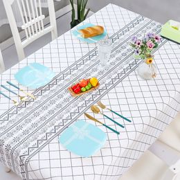 Home Tableclothes Nordic Style End Table Mat Oil-proof Water-proof and Wash-free Table Mats PVEA Checkered Table cloth