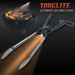 BBQ Grills Tonglite Stainless Steel Metal Tool Grill Skewers Barbecue Tong WithAlumunium LED lighting Inside without battery dsfrwb 230706